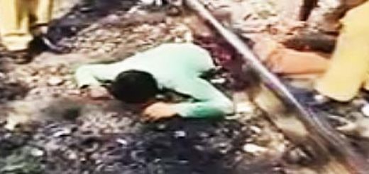 Mężczyzna przecięty na pół