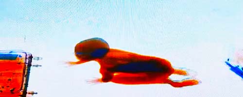 Dziecko i skaner na lotnisku